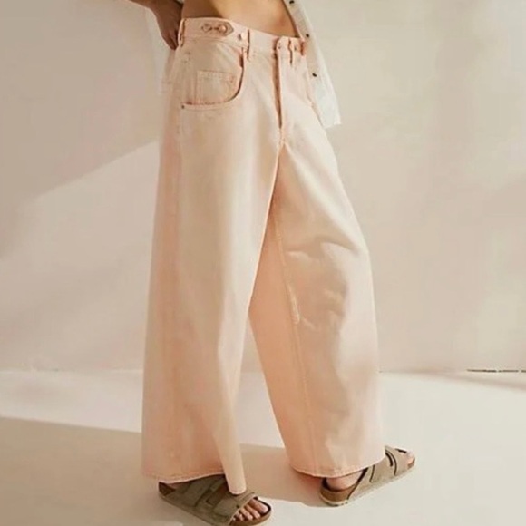 Free People Pink Coral Wide Leg Pants sz 30